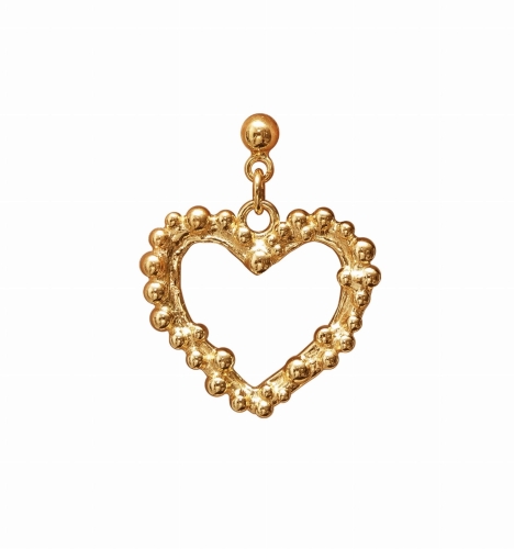 Złocone kolczyki serce Vander Jewelry – srebro 925 pokryte złotem 24k, ręcznie wykonana biżuteria